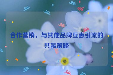 合作营销，与其他品牌互惠引流的共赢策略