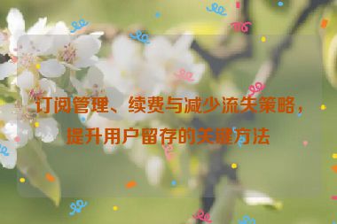 订阅管理、续费与减少流失策略，提升用户留存的关键方法