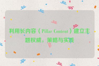 利用长内容（Pillar Content）建立主题权威，策略与实践