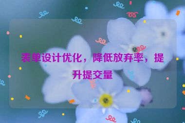 表单设计优化，降低放弃率，提升提交量