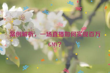 案例解析，一场直播如何实现百万GMV？