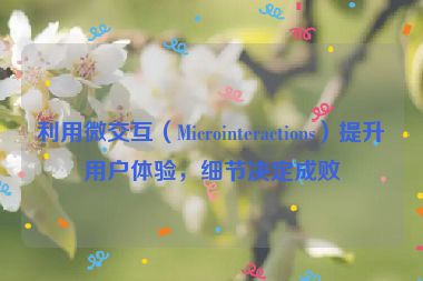 利用微交互（Microinteractions）提升用户体验，细节决定成败