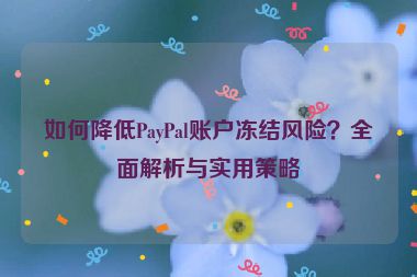 如何降低PayPal账户冻结风险？全面解析与实用策略