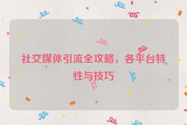 社交媒体引流全攻略，各平台特性与技巧