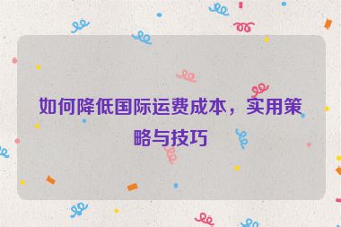 如何降低国际运费成本，实用策略与技巧