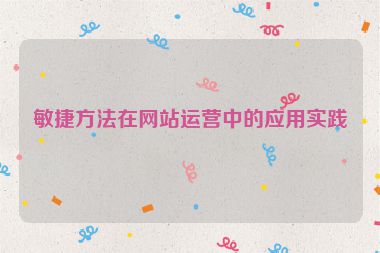 敏捷方法在网站运营中的应用实践