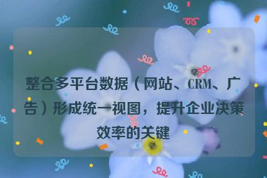 整合多平台数据（网站、CRM、广告）形成统一视图，提升企业决策效率的关键