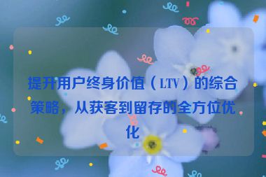 提升用户终身价值（LTV）的综合策略，从获客到留存的全方位优化