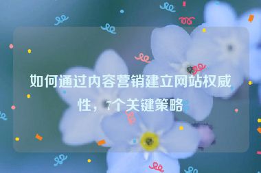 如何通过内容营销建立网站权威性，7个关键策略