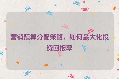 营销预算分配策略，如何最大化投资回报率