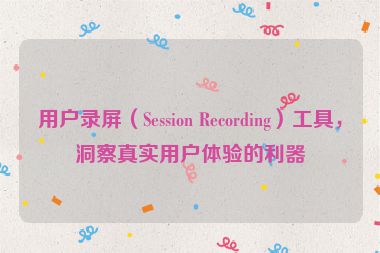用户录屏（Session Recording）工具，洞察真实用户体验的利器