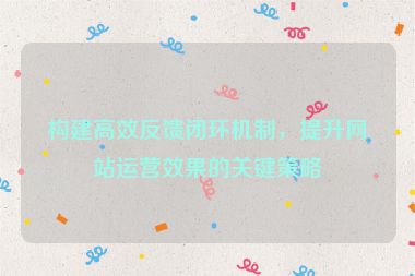 构建高效反馈闭环机制，提升网站运营效果的关键策略