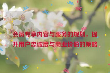 会员专享内容与服务的规划，提升用户忠诚度与商业价值的策略