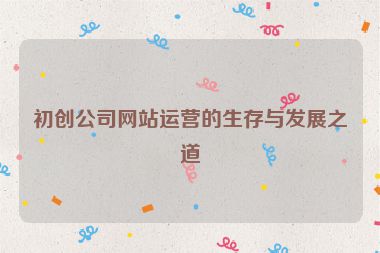 初创公司网站运营的生存与发展之道