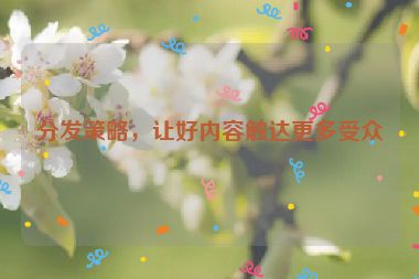 分发策略，让好内容触达更多受众