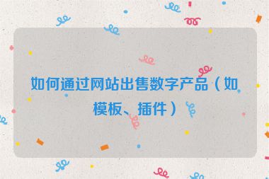 如何通过网站出售数字产品（如模板、插件）