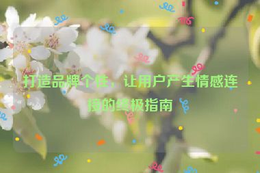 打造品牌个性，让用户产生情感连接的终极指南