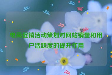 电商促销活动策划对网站销量和用户活跃度的提升作用