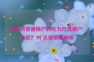 如何将普通用户转化为付费用户/会员？7个关键策略解析